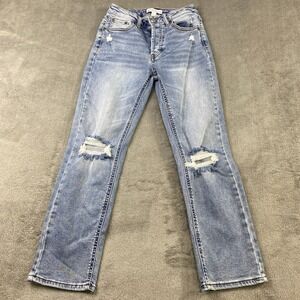 And Now This Women's Size 25 Distressed Light Wash Denim Jeans Button Fly Grunge